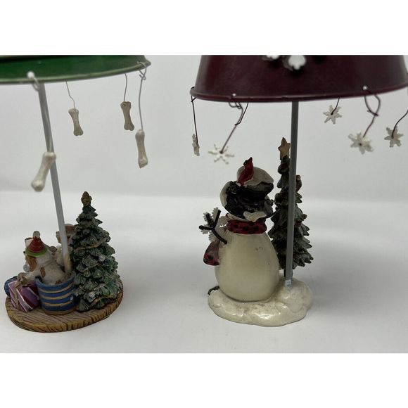 Set Of 2 Adorable Christmas Tea light Holder Snowman Figure And Puppy Family - Picture 7 of 7